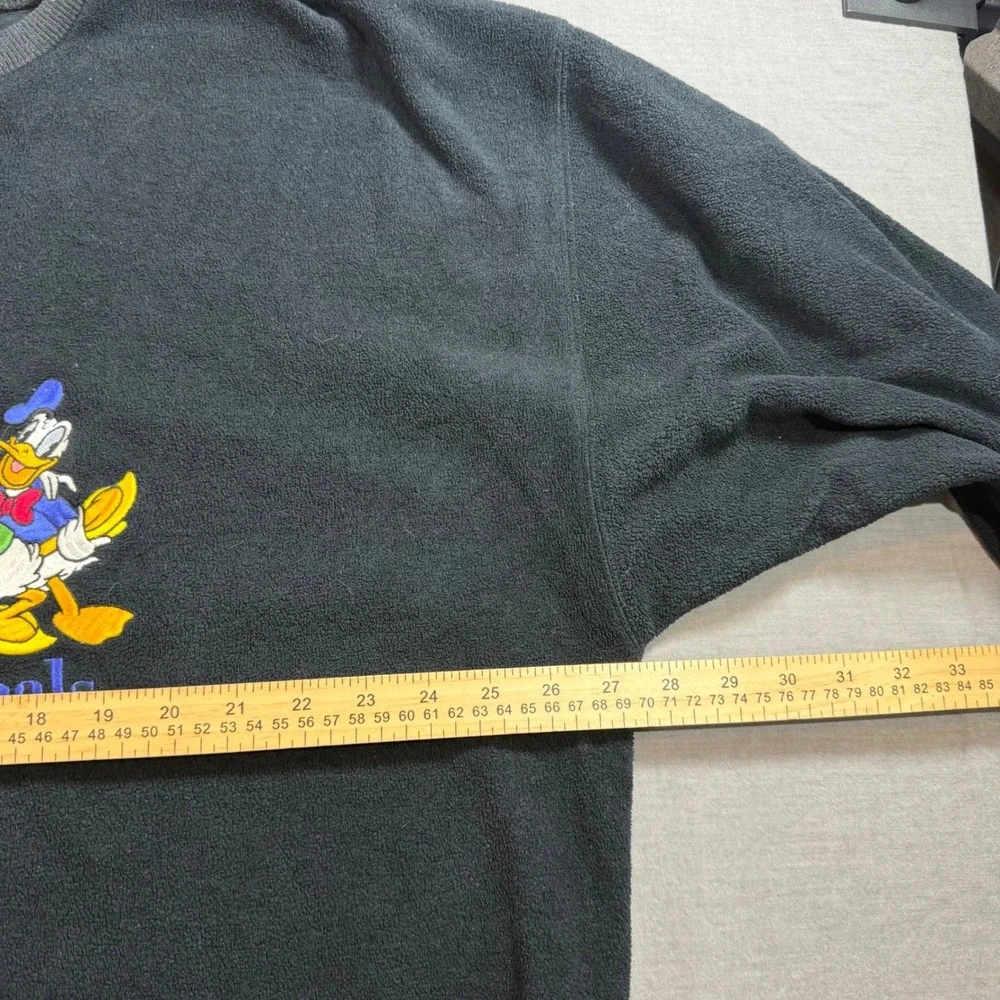 Disney Store Fleece Sweatshirt Mens XL Black Fair Distressed Mickey Friends 90s‎
